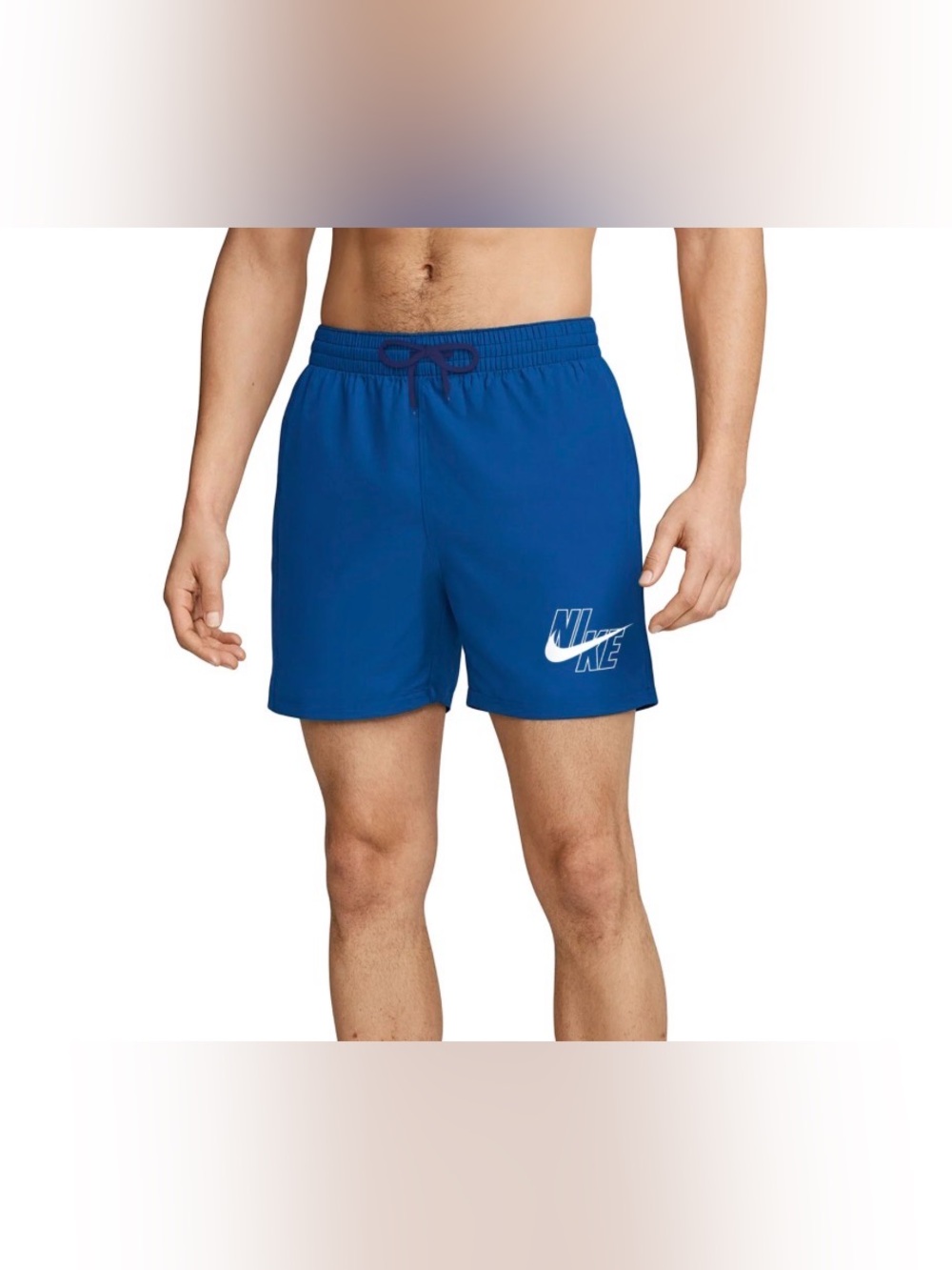 Nike Swim Breaker Men’s Size Medium Royal Blue Logo Lined Drawstring Swim Shorts